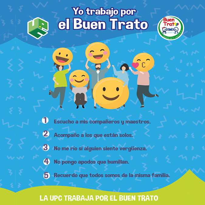 Imagen de yo trabajo con el buen trato, personas con caritas felices