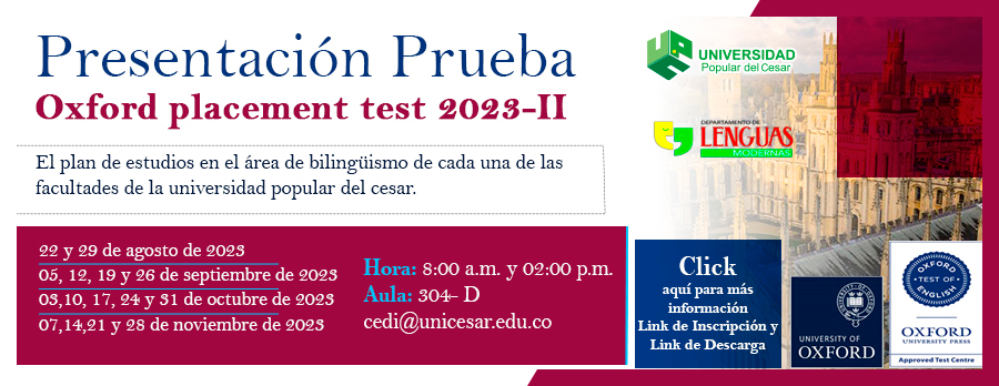 BANNER PRESENTACIÓN PRUEBA OXFORD PLACEMENT TEST 2023 - II