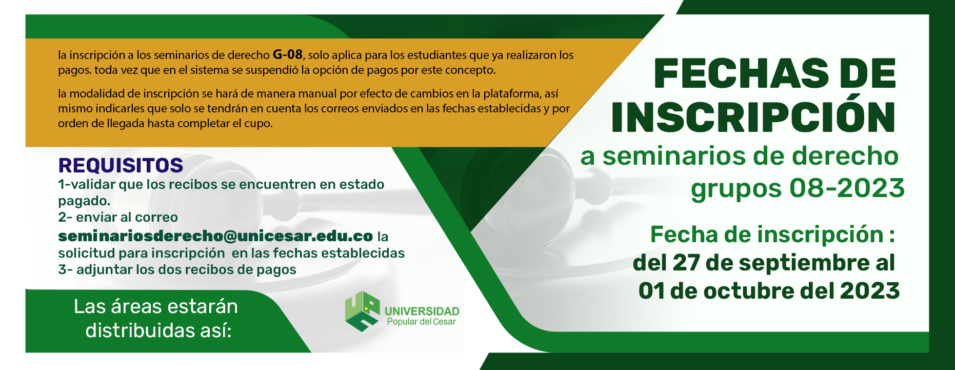 Banner Seminarios de Derecho grupos 08-2023