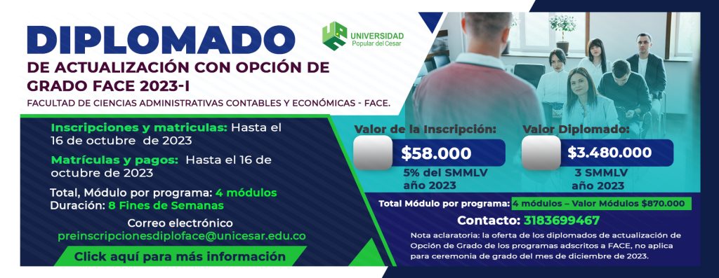 Banner DIPLOMADO DE ACTUALIZACIÓN CON OPCIÓN DE GRADO FACE 2023-I