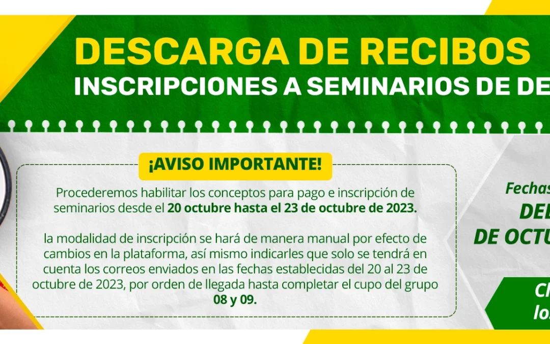 DESCARGA DE RECIBOS E INSCRIPCIONES A SEMINARIOS DE DERECHO