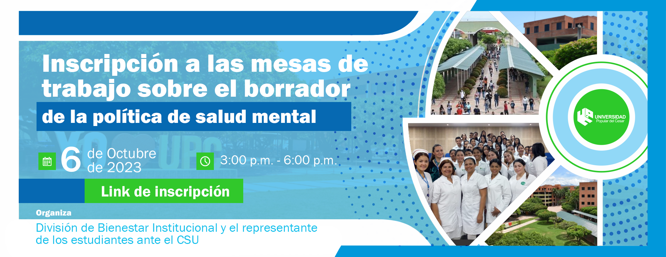 Banner mesas de trabajo sobre el borrador de la política de salud mental