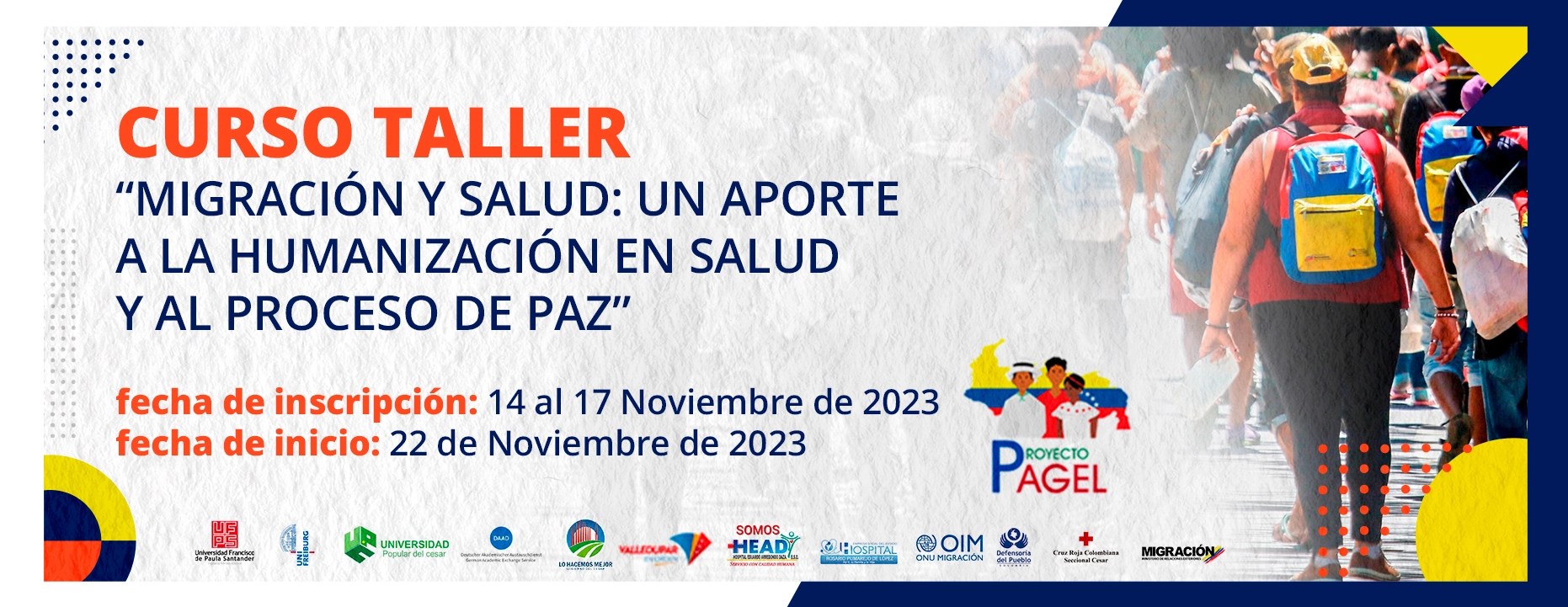 Banner Curso taller “migración y salud: un aporte a la humanización en salud y al proceso de paz”