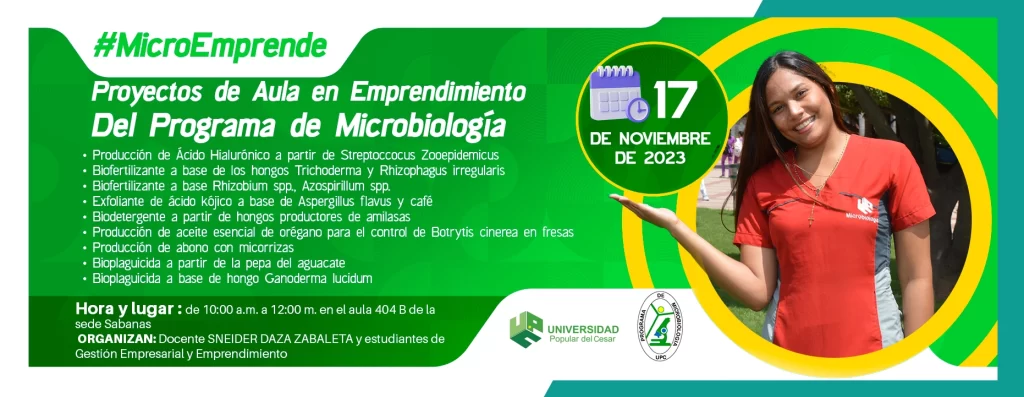 Banner Proyectos de aula en emprendimiento del Programa de Microbiología