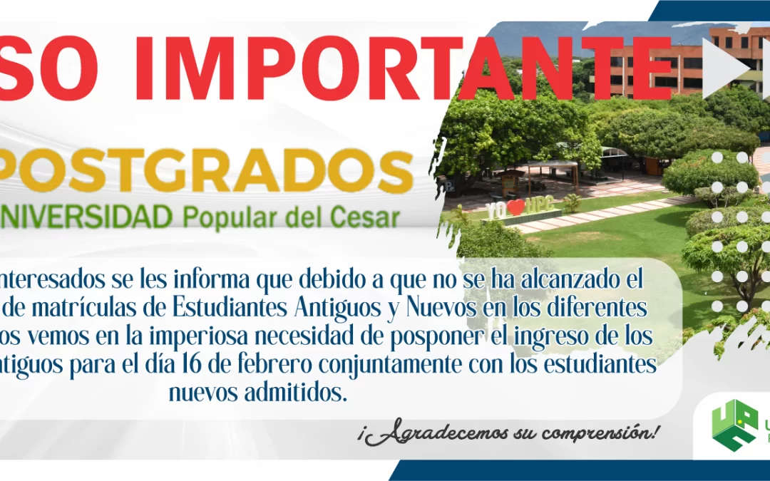 AVISO IMPORTANTE POSTGRADOS UNICESAR