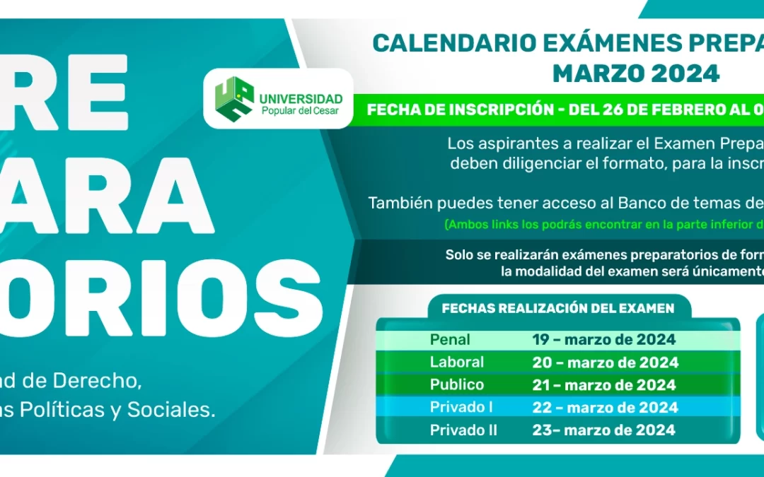 CALENDARIO EXÁMENES PREPARATORIOS MARZO 2024