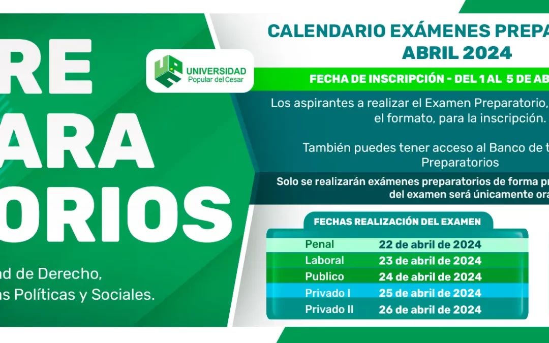 CALENDARIO PREPARATORIO MES DE ABRIL DE 2024