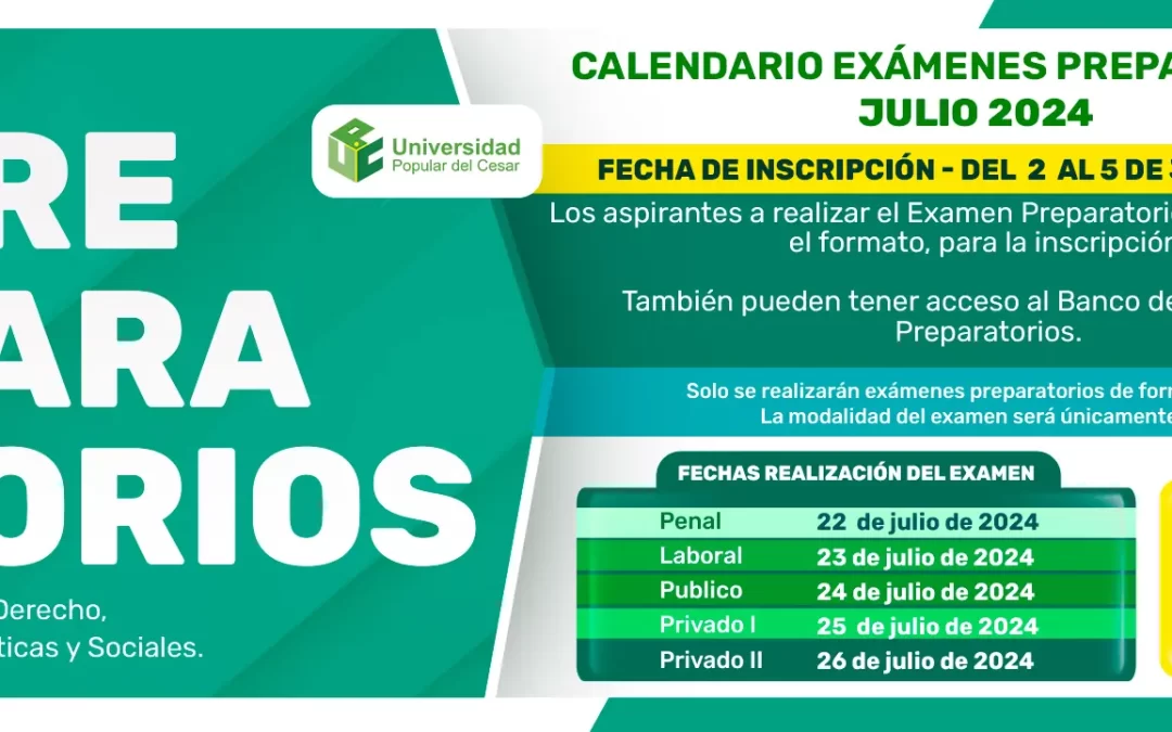 CALENDARIO EXÁMENES PREPARATORIOS JULIO 2024