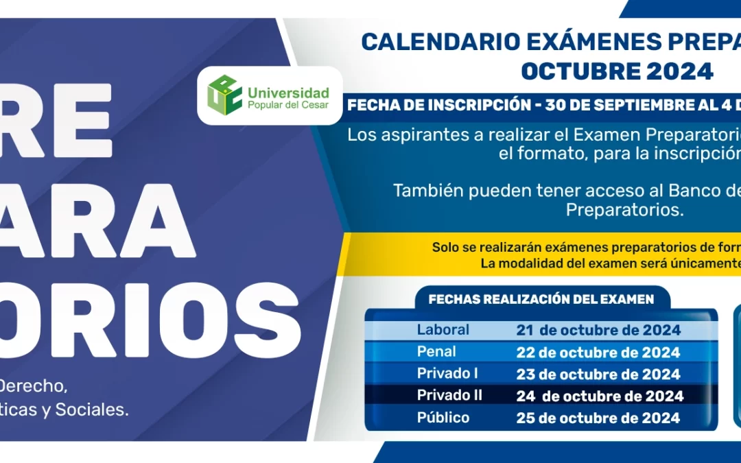 CALENDARIO EXÁMENES PREPARATORIOS OCTUBRE 2024