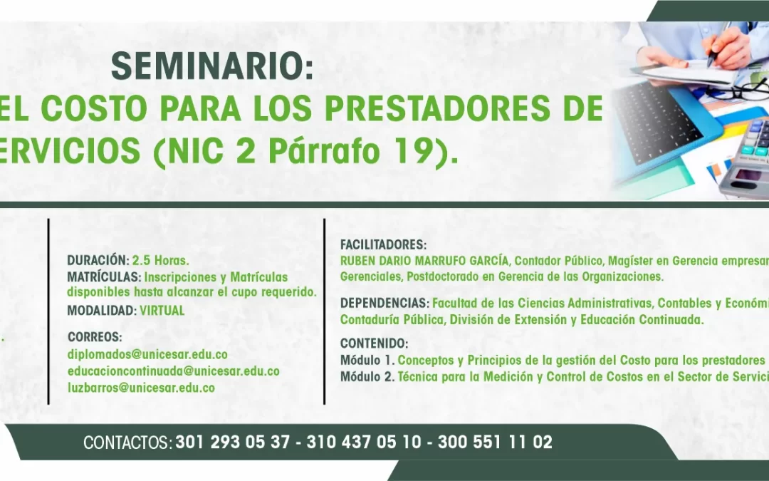 SEMINARIO GESTIÓN DEL COSTO PARA LOS PRESTADORES DE SERVICIOS