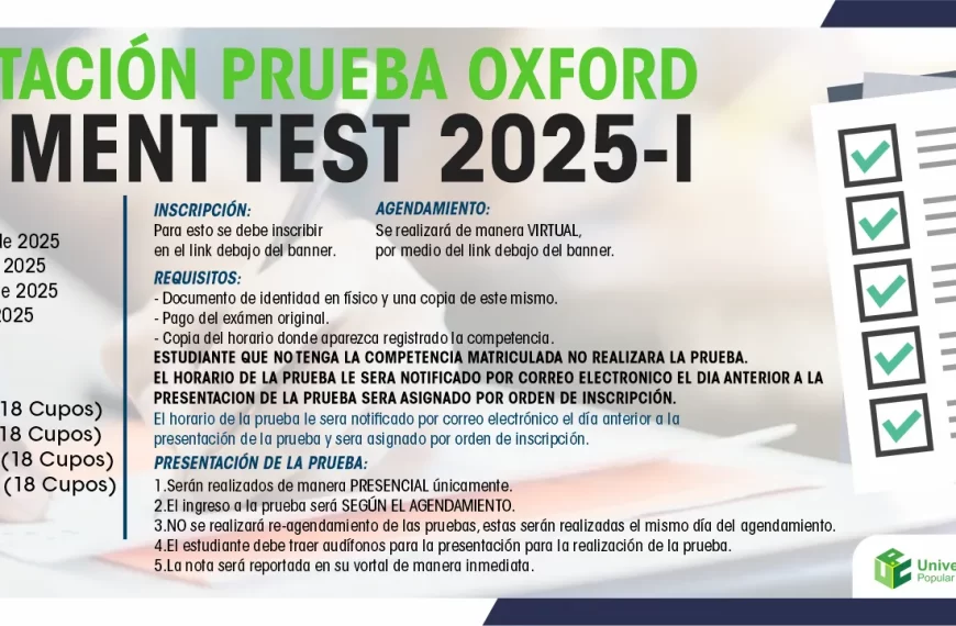 Presentación de la prueba Oxford Placement Test 2025-I