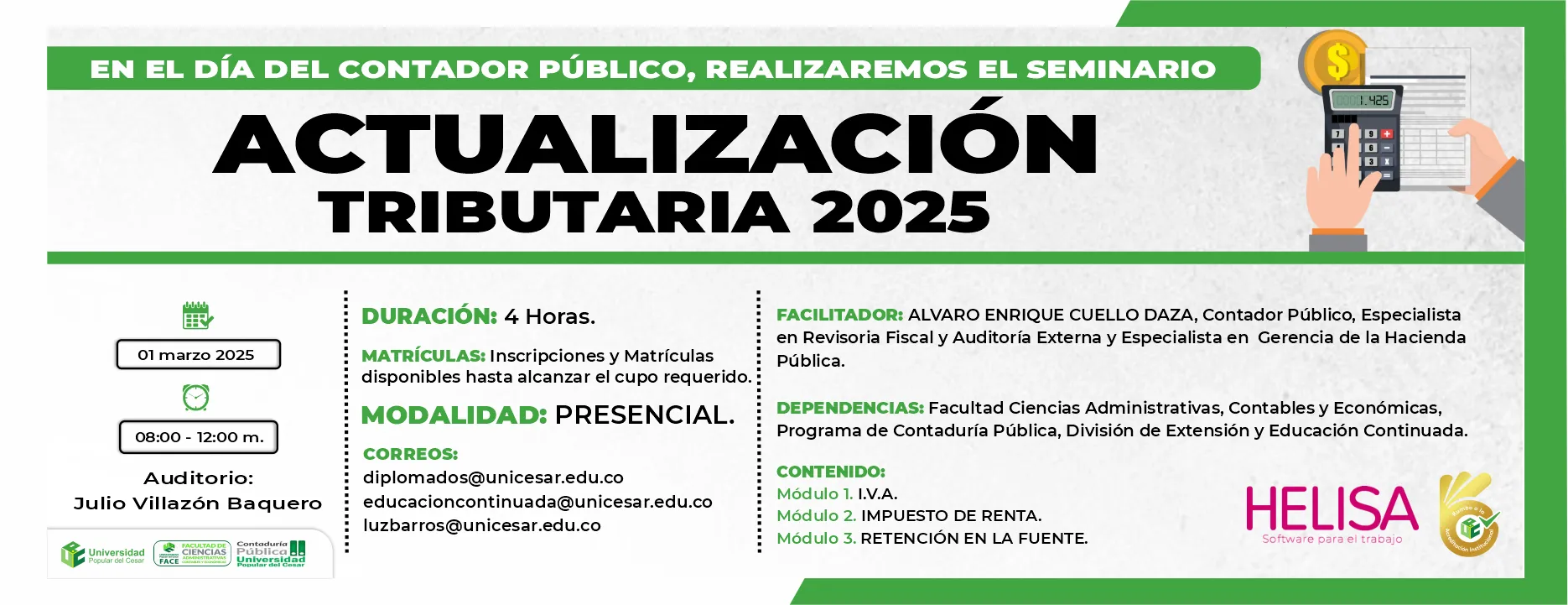 Seminario de Actualizacion en Regimen Simple de Tributacion, Duración 4 horas, Modalidad: Presencial