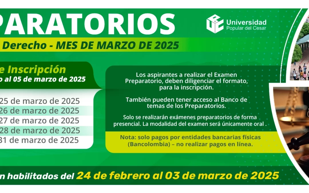 CALENDARIO EXÁMENES PREPARATORIOS MARZO 2025