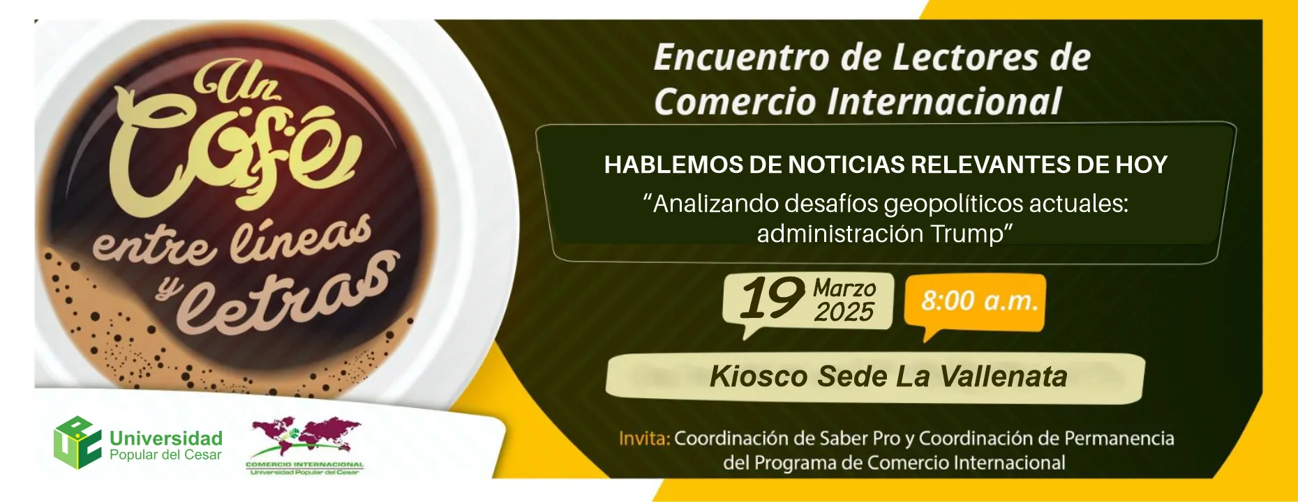 Un café entre líneas y letras, encuentro de lectores de Comercio Internacional "Analizando desafios geopolíticos actuales: administración Trump"