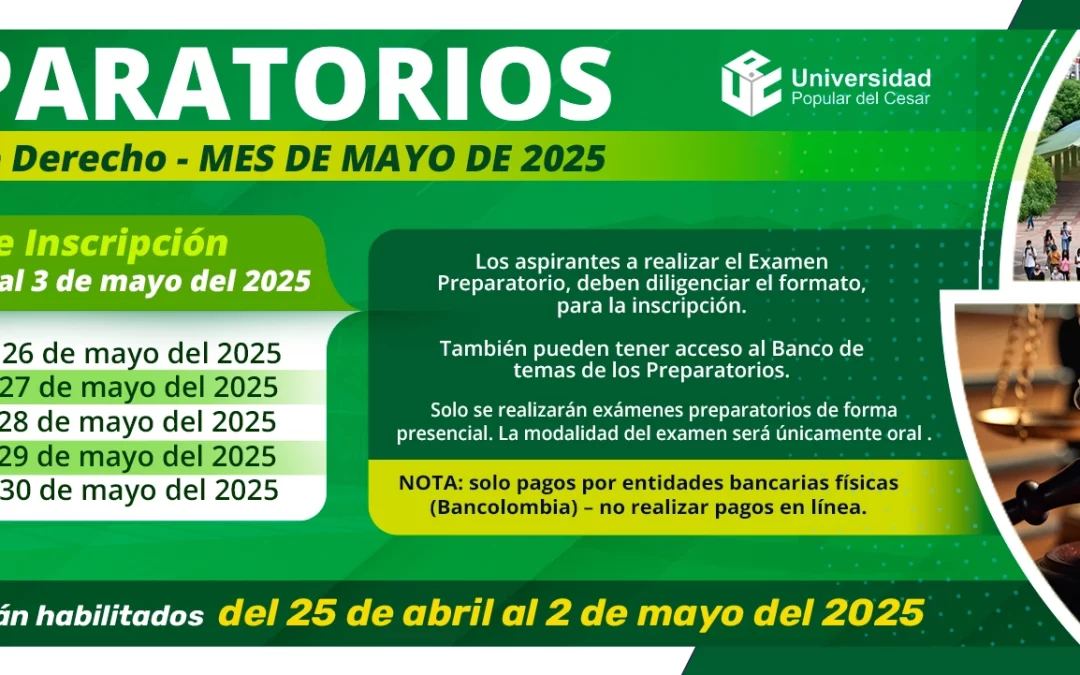 CALENDARIO EXÁMENES PREPARATORIOS MAYO DE 2025