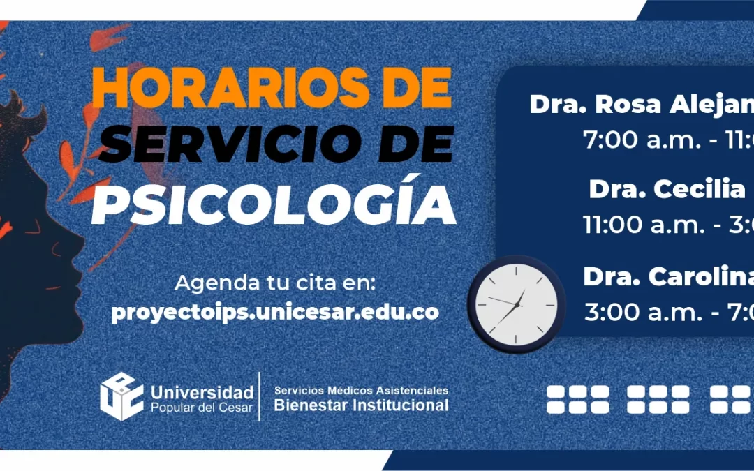 HORARIOS DE SERVICIO DE PSICOLOGÍA