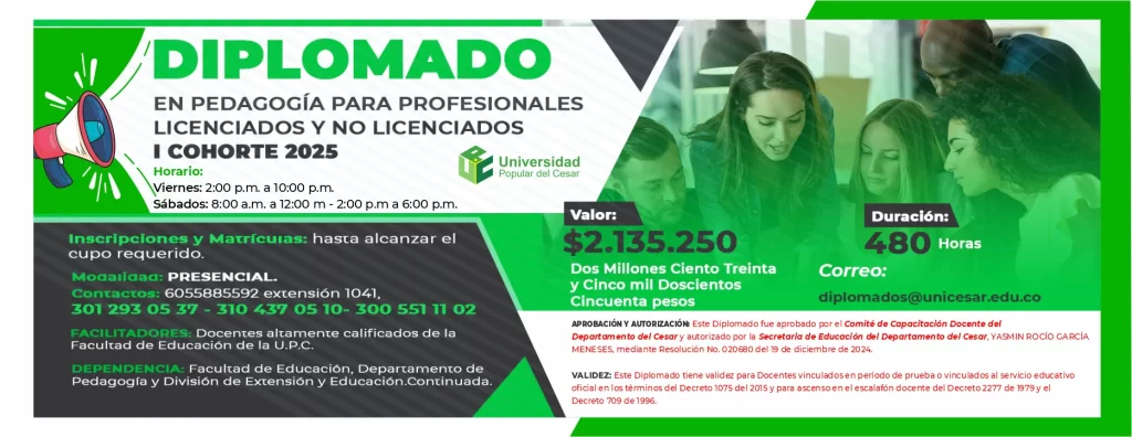 Diplomado en pedagogia para profesionales licenciados y no licenciados, i cohorte año 2025 modalidad presencial.