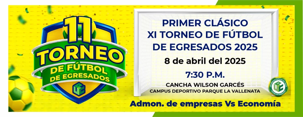 Primer clásico: XI torneo de futbol de egresados 2025, 8 de abril de 2025 a las 7:30 pm en la cancha Wilson Garcés del Parque la Vallenata