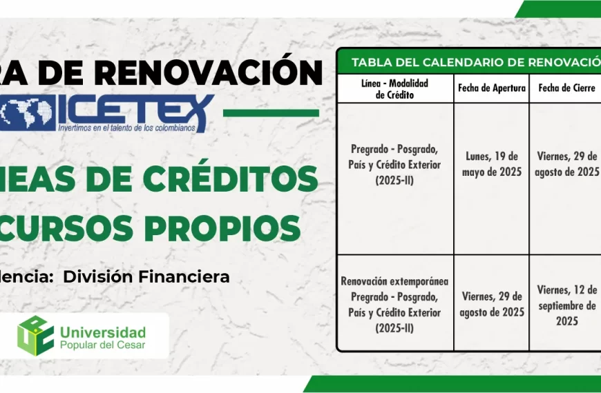 Apertura renovación 2025-2 ICETEX para líneas de créditos con recursos propios