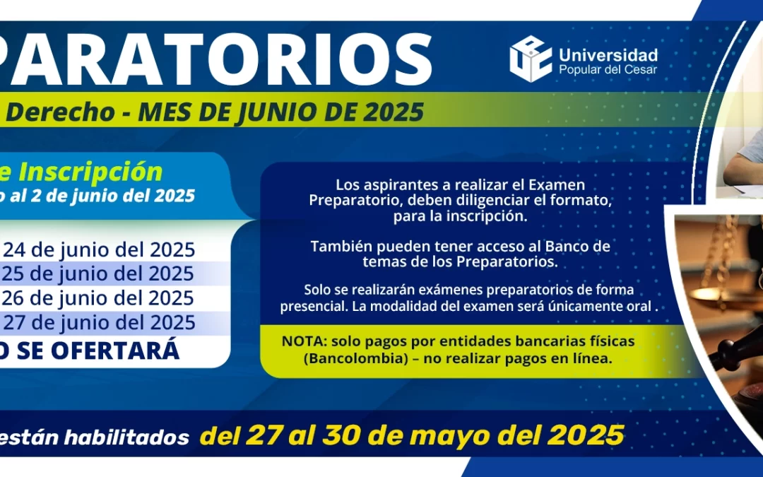 CALENDARIO EXÁMENES PREPARATORIOS JUNIO DE 2025