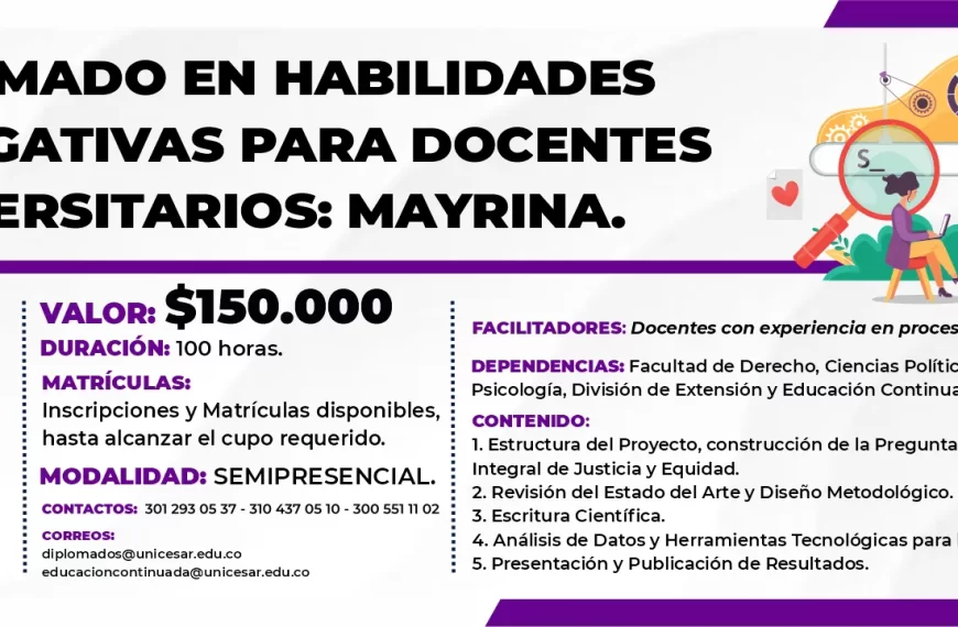 Diplomado en habilidades investigativas para docentes universitarios: Mayrina. Modalidad: Semipresencial Duración: 100 horas
