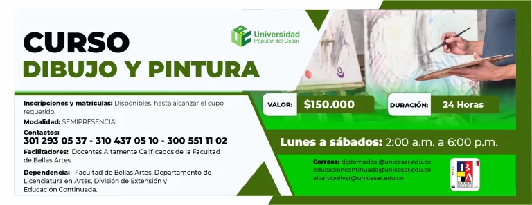 Curso de dibujo pintura. Valor: $150.000 Duración: 24 horas