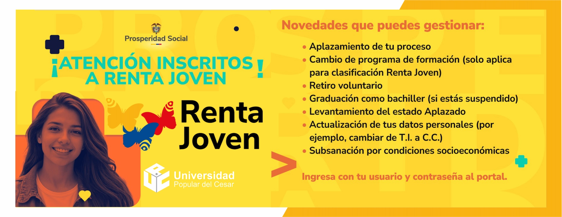 Atención inscritos a Renta Joven