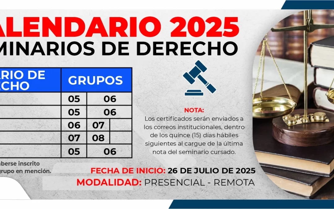 CALENDARIO 2025 SEMINARIOS DE DERECHO
