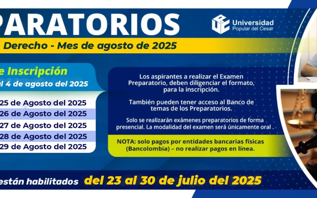 CALENDARIO EXÁMENES PREPARATORIOS AGOSTO DE 2025