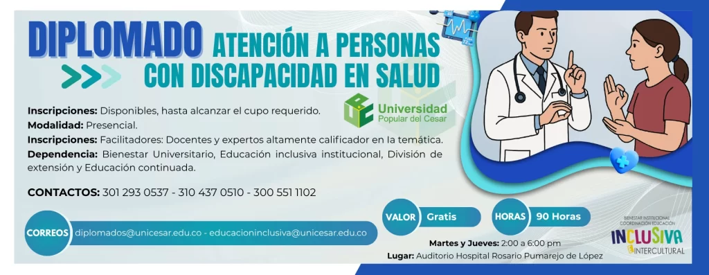 Diplomado en Lenguaje inclusivo en salud, Valor: Gratis, Horas: 90 horas, Modalidad: Presencial