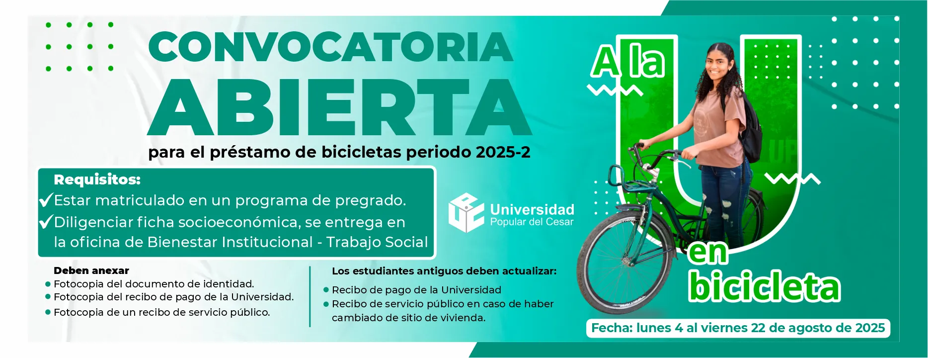 Convocatoria abierta para el prestamo de bicicletas periodo 2025-2