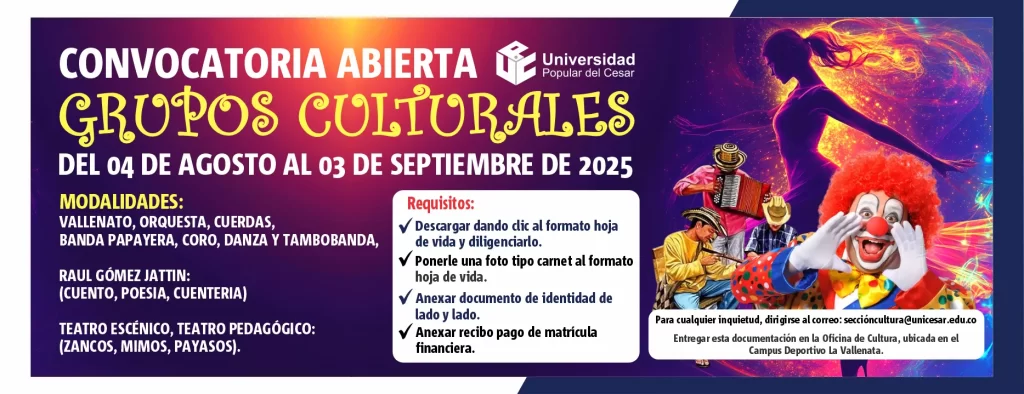 Convocatoria abierta a grupos culturales