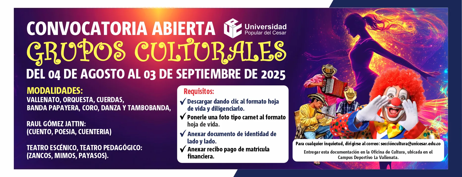 Convocatoria abierta a grupos culturales