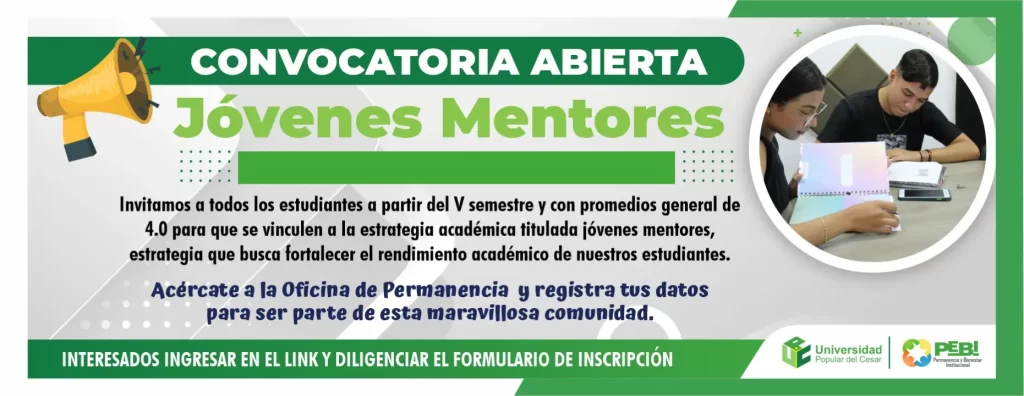 Inscripción para participar en la convocatoria jóvenes mentores