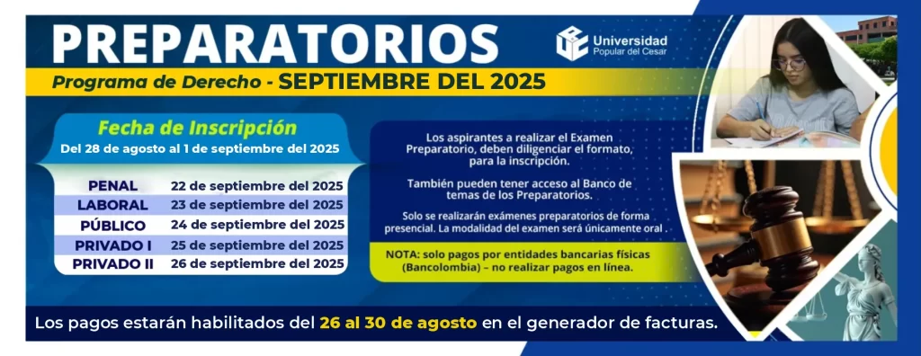 Banner Preparatorios Septiembre 2025, calendario de exámenes preparatorios. fecha de inscripción del 26 al 30 de agosto de 2025