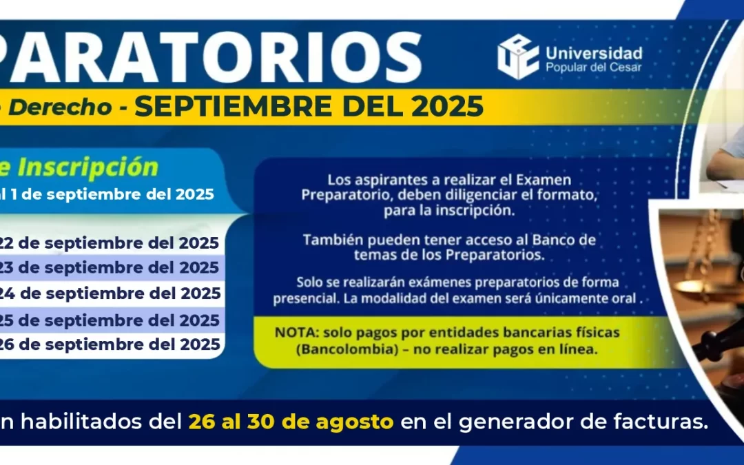 CALENDARIO EXÁMENES PREPARATORIOS SEPTIEMBRE DE 2025