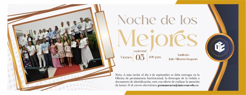 Noche de los mejores, Viernes 5 de septiembre de 2025, Hora: 4:00 pm, Auditorio Julio Villazón Baquero