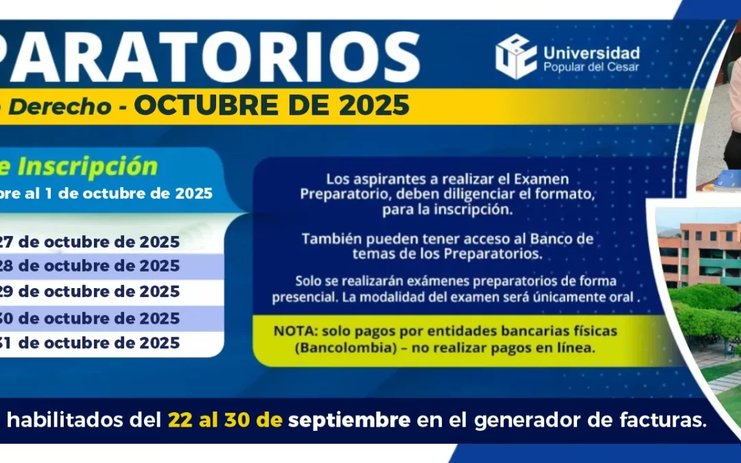 CALENDARIO EXÁMENES PREPARATORIOS OCTUBRE DE 2025 