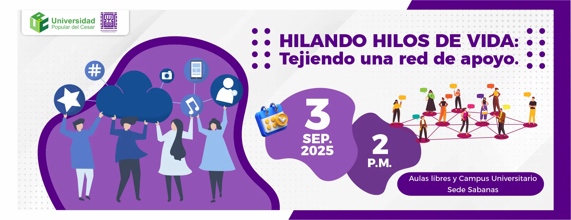 Hilando hilos de vida: Tejiendo una red de apoyo. Día: 3 de septiembre, Hora: 2pm