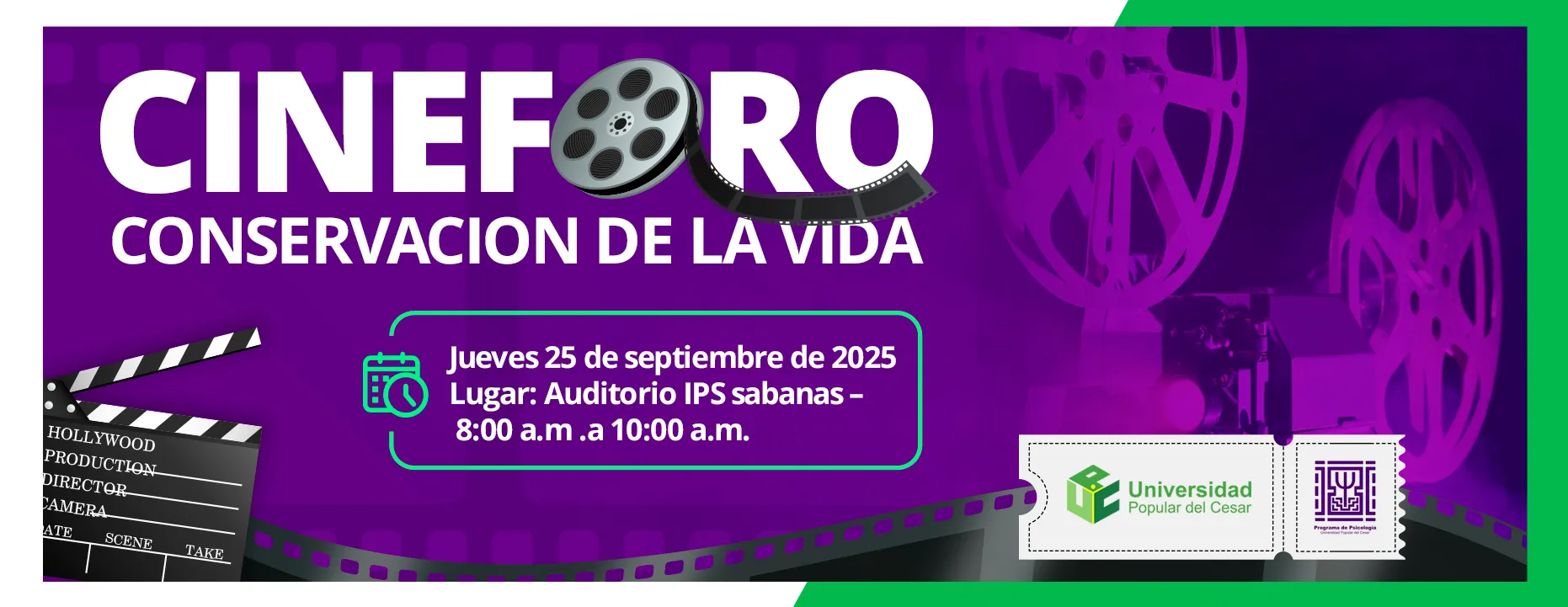 Cineforo conservación de la vida. Día: 25 de septiembre de 2025 Hora: 8:00 am Lugar: Auditorio IPS sede Sabanas