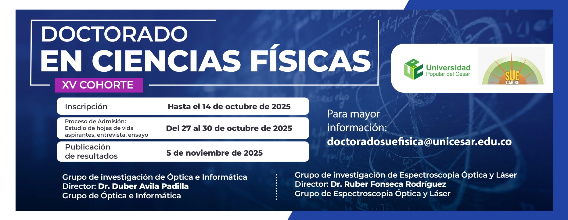 Admisión al programa de Doctorado en Ciencias Físicas