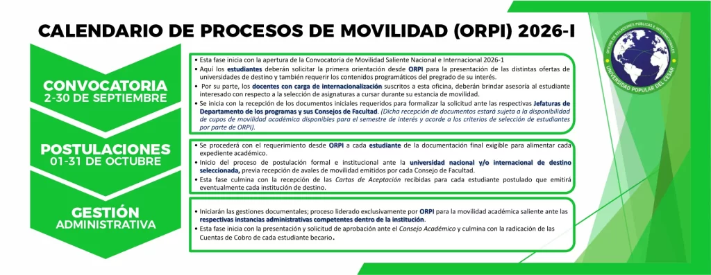 Calendario de proceso de movilidad (ORPI) 2026-1