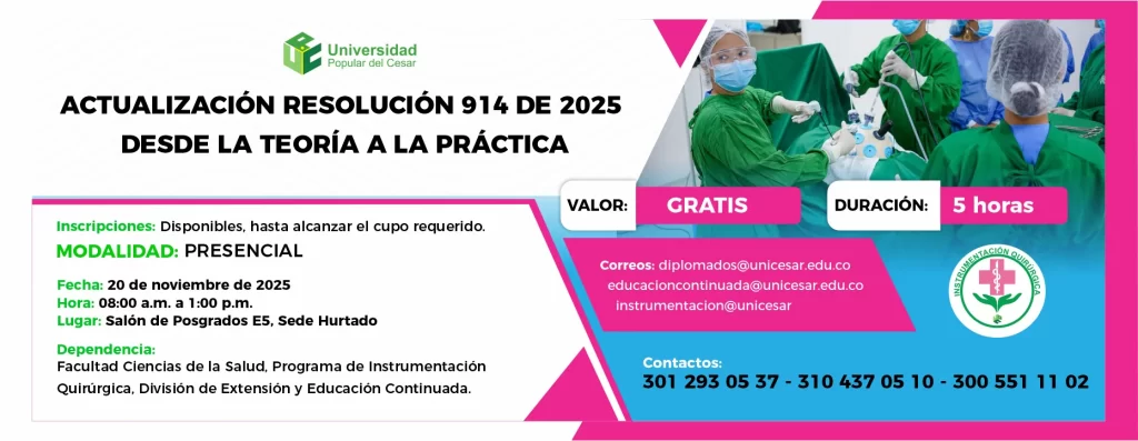 Actualización en resolución 914 de 2025 desde la teoría práctica. Día: 20 de noviembre de 2025, Valor: Gratis, Modalidad: Presencial, Duración: 5 horas