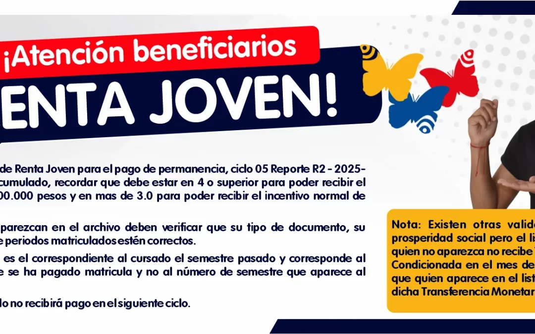 ¡ATENCIÓN BENEFICIARIOS RENTA JOVEN!
