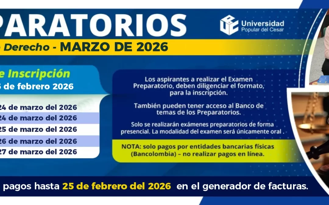 CALENDARIO EXÁMENES PREPARATORIOS MARZO DE 2026