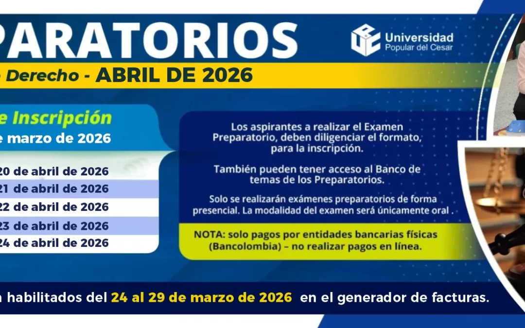 CALENDARIO EXÁMENES PREPARATORIOS ABRIL DE 2026
