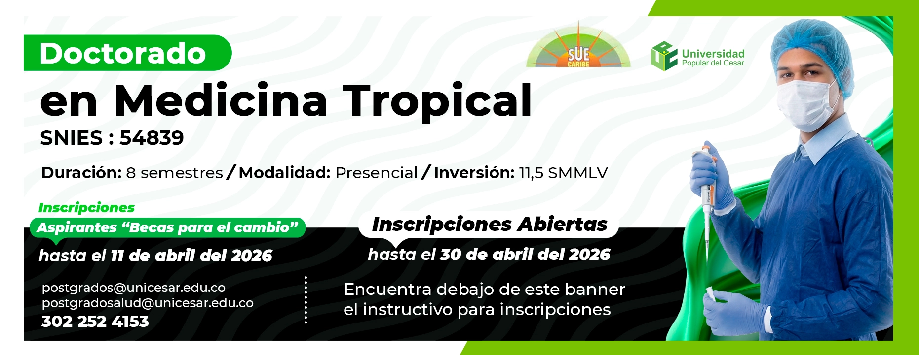 Doctorado en Medicina Tropical. Inscripciones abiertas hasta el 30 de abril de 2026