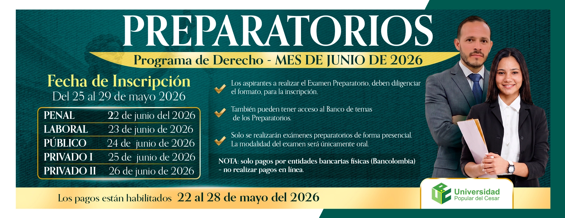 Banner Preparatorios junio 2026, calendario de exámenes preparatorios. fecha de inscripción del 25 al 29 de mayo de 2026