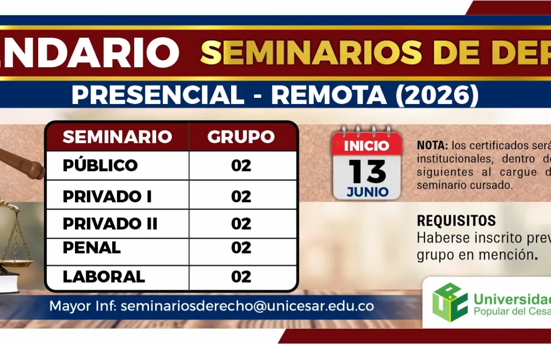 CALENDARIO SEMINARIOS DE DERECHO