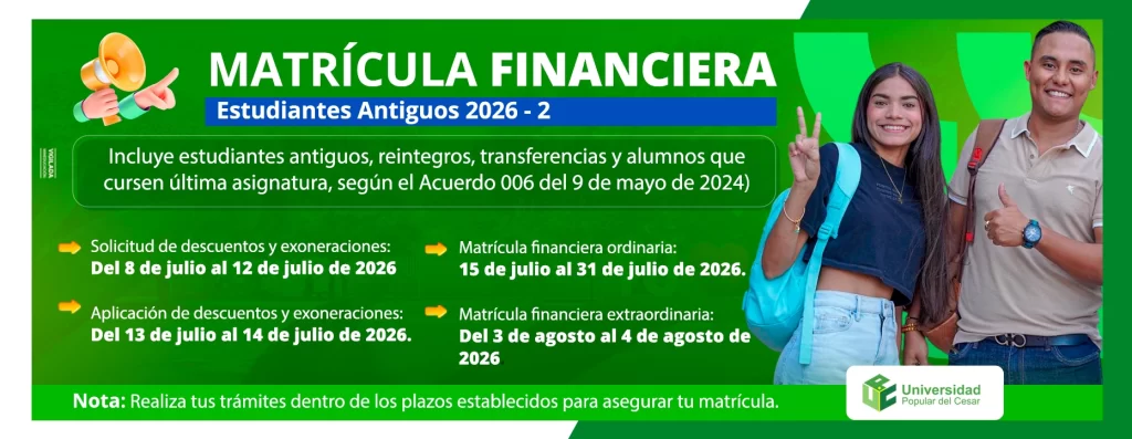 Matrรญcula Financiera estudiantes antiguos 2026-2